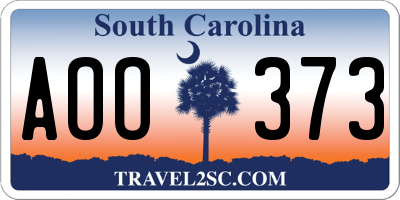 SC license plate AOO373