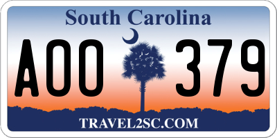 SC license plate AOO379