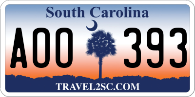 SC license plate AOO393