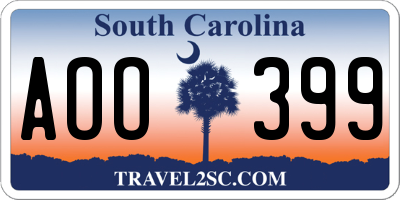 SC license plate AOO399