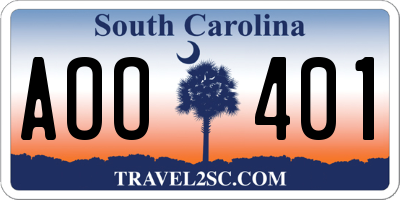 SC license plate AOO401