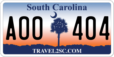 SC license plate AOO404