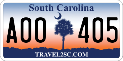 SC license plate AOO405
