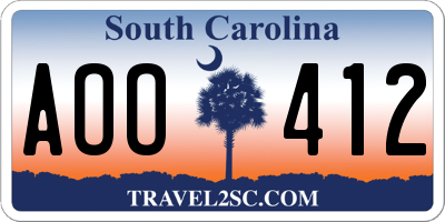 SC license plate AOO412