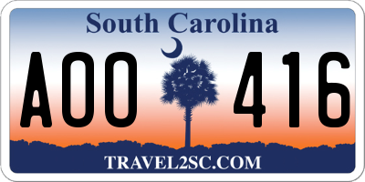 SC license plate AOO416