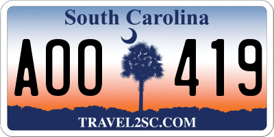SC license plate AOO419