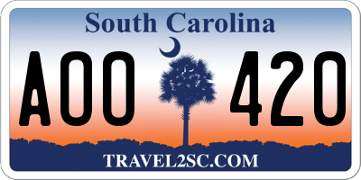 SC license plate AOO420