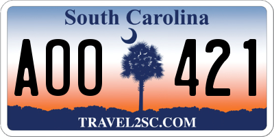 SC license plate AOO421