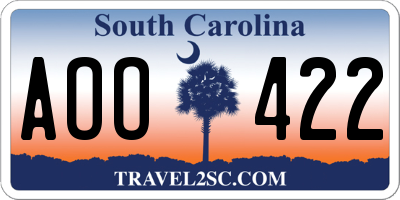 SC license plate AOO422