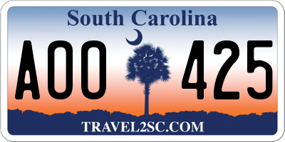 SC license plate AOO425