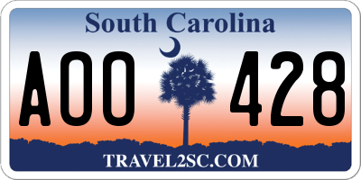 SC license plate AOO428