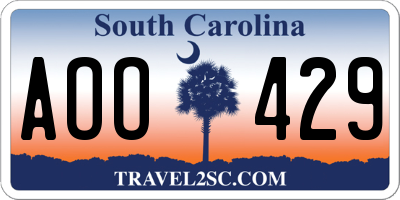 SC license plate AOO429