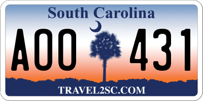 SC license plate AOO431
