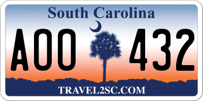 SC license plate AOO432