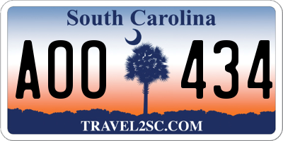 SC license plate AOO434