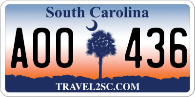SC license plate AOO436