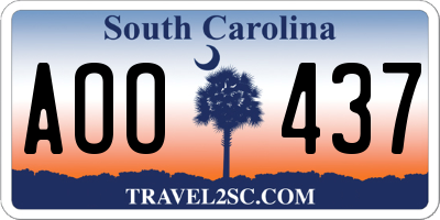 SC license plate AOO437