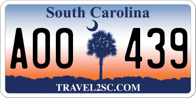 SC license plate AOO439
