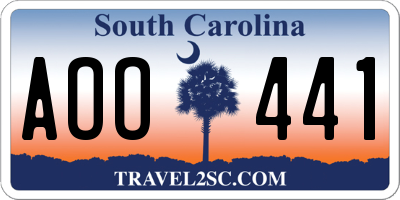 SC license plate AOO441