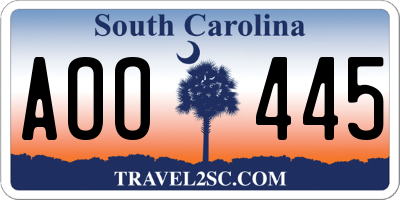 SC license plate AOO445