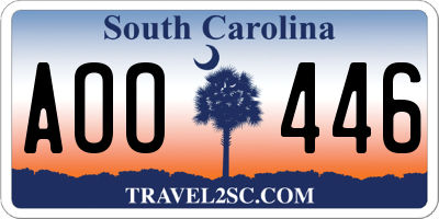 SC license plate AOO446