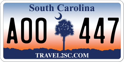 SC license plate AOO447