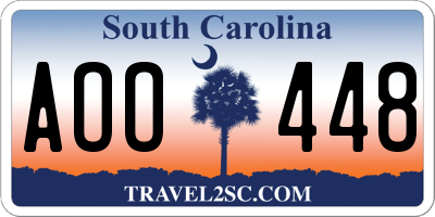 SC license plate AOO448