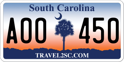 SC license plate AOO450
