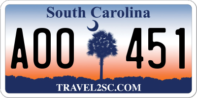 SC license plate AOO451
