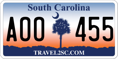 SC license plate AOO455