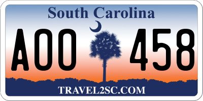 SC license plate AOO458