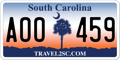 SC license plate AOO459