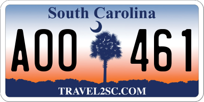 SC license plate AOO461