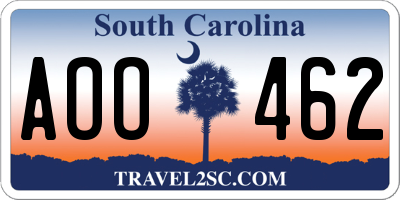 SC license plate AOO462