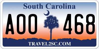 SC license plate AOO468