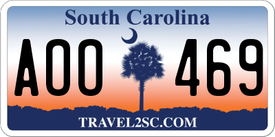 SC license plate AOO469
