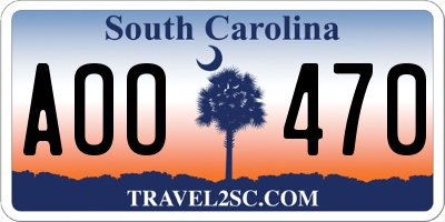 SC license plate AOO470