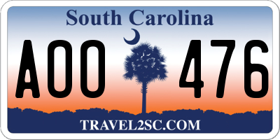 SC license plate AOO476