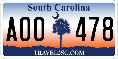 SC license plate AOO478