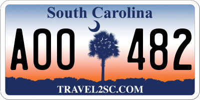 SC license plate AOO482