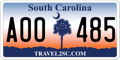 SC license plate AOO485