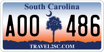 SC license plate AOO486