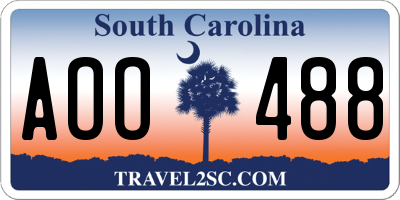 SC license plate AOO488
