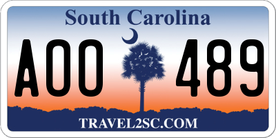 SC license plate AOO489