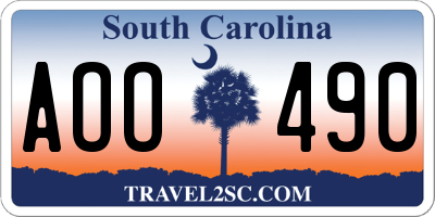 SC license plate AOO490
