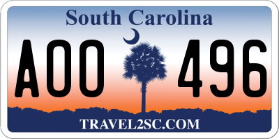 SC license plate AOO496