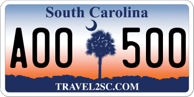 SC license plate AOO500