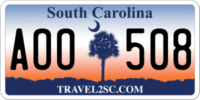 SC license plate AOO508