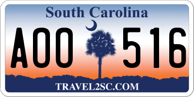 SC license plate AOO516