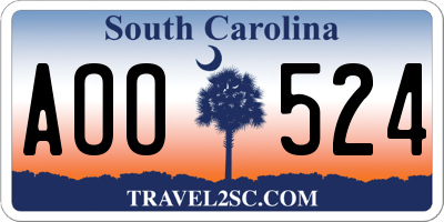 SC license plate AOO524